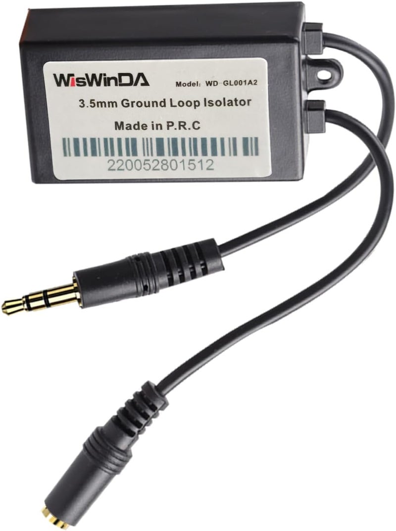WisWinDa Store 3.5mm Audio Isolator Car Audio Noise Isolator Hum Eliminator (No Curtail Bass) Ground Loop Noise Isolator Quality Noise Filter for HiFi Stereo Home Theater Car Audio Player Plug&Play (Black) - Image 1